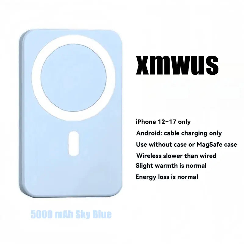 5000Mah Magnetic Power Bank for Iphone 12–17 Series, Works Best with Magsafe Case or No Case, Portable Wireless Charger Outdoorfun