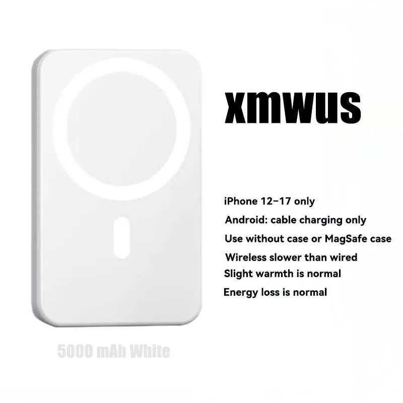 5000Mah Magnetic Power Bank for Iphone 12–17 Series, Works Best with Magsafe Case or No Case, Portable Wireless Charger Outdoorfun