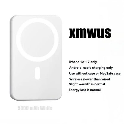 5000Mah Magnetic Power Bank for Iphone 12–17 Series, Works Best with Magsafe Case or No Case, Portable Wireless Charger Outdoorfun